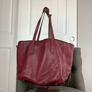 Fossil burgundy tote
